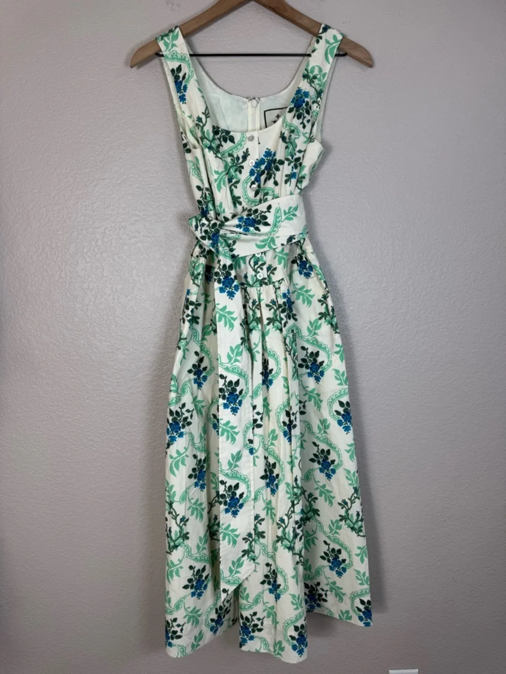 Tuckernuck Sophie Midi Dress Cerulean Vine in Victorian Lattice Floral NEW $328 - Picture 6 of 15